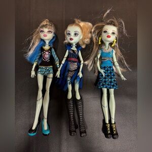 Monster High Dolls with Blue and Black Outfits